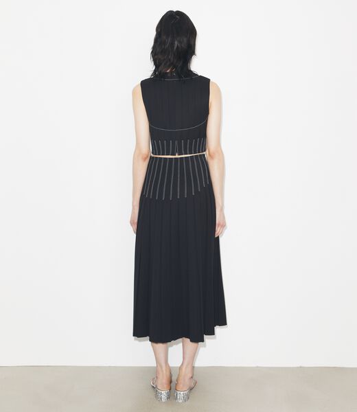 tory burch wool twill pleated skirt