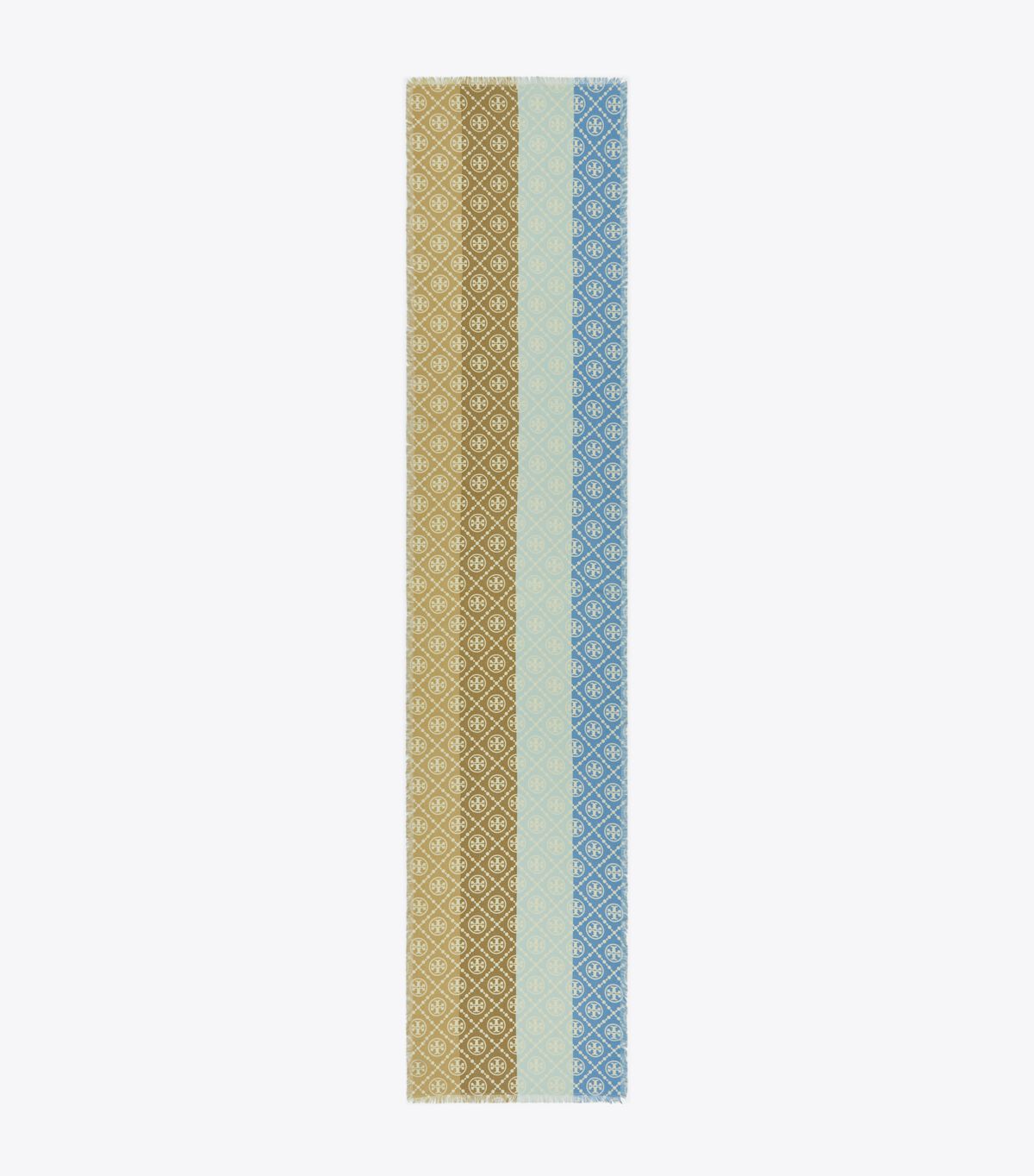 tory burch t monogram multi stripe oblong scarf