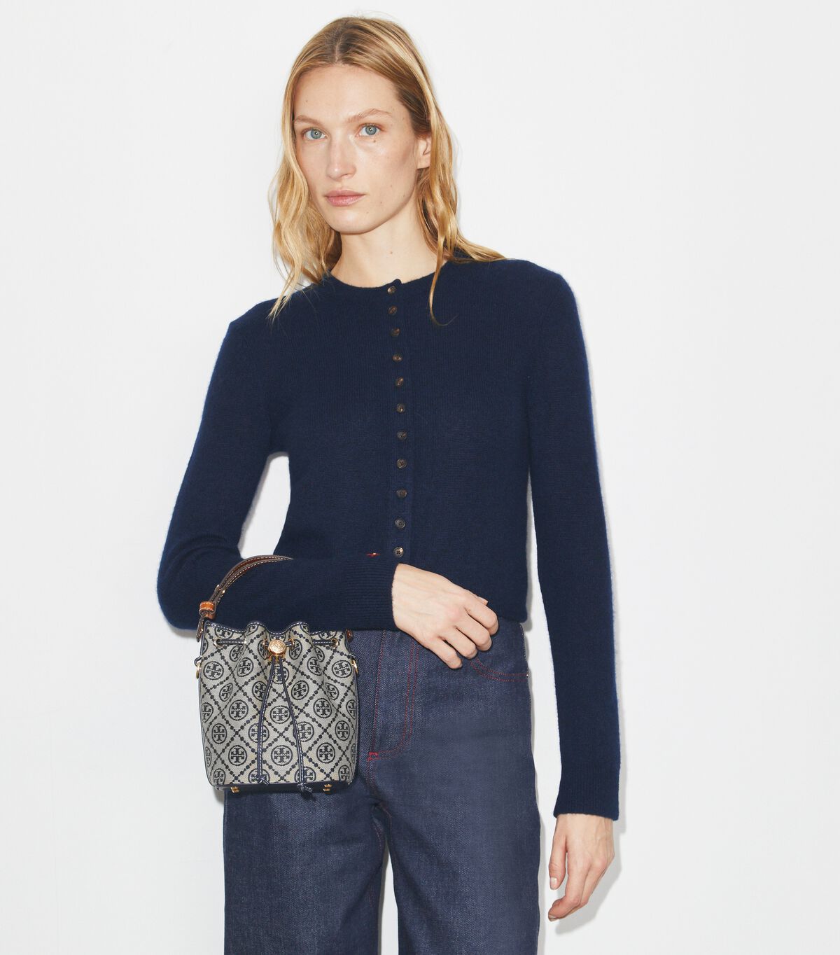 tory burch t monogram mini bucket bag