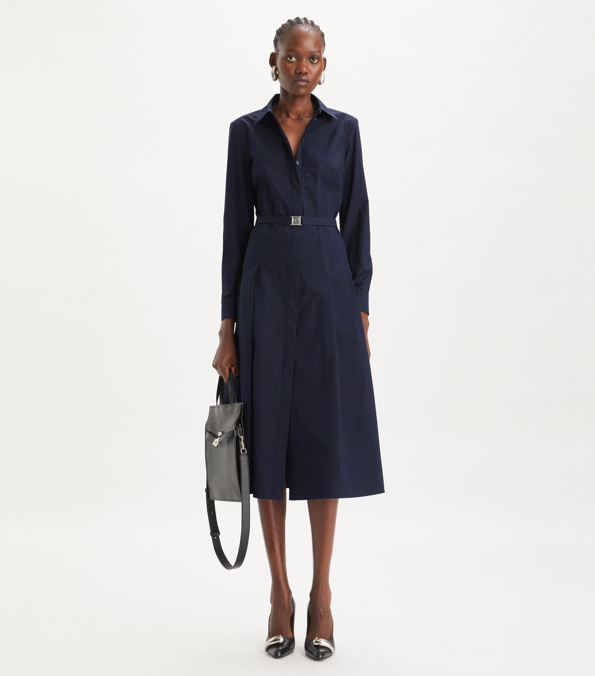tory burch pleated cotton shirtdress
