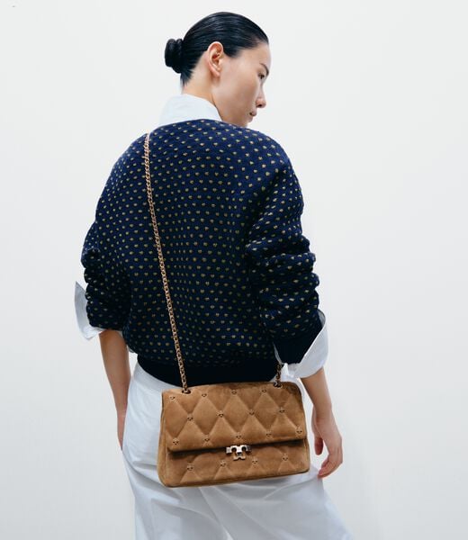 tory burch bunny knot suede shoulder bag