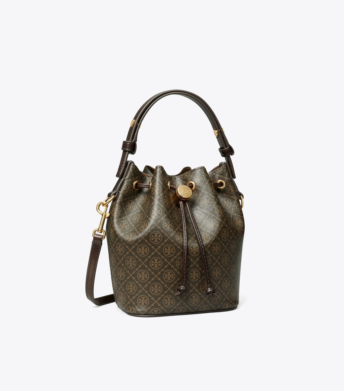 tory burch t monogram coated canvas mini bucket bag