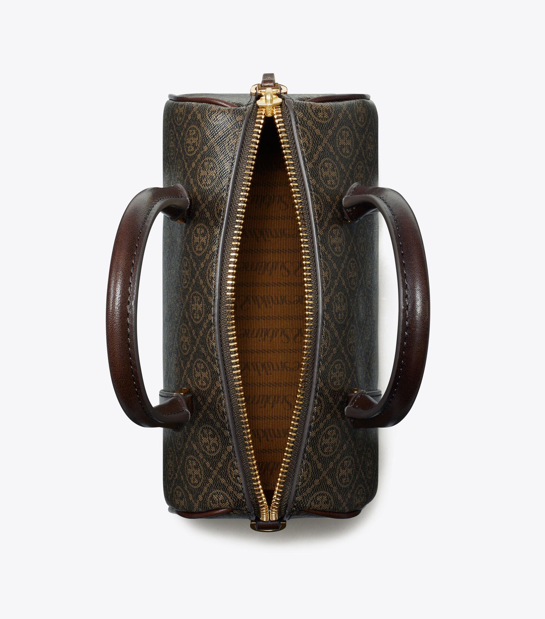 T Monogram Coated Canvas Petite Barrel Bag, French Press | Tory 