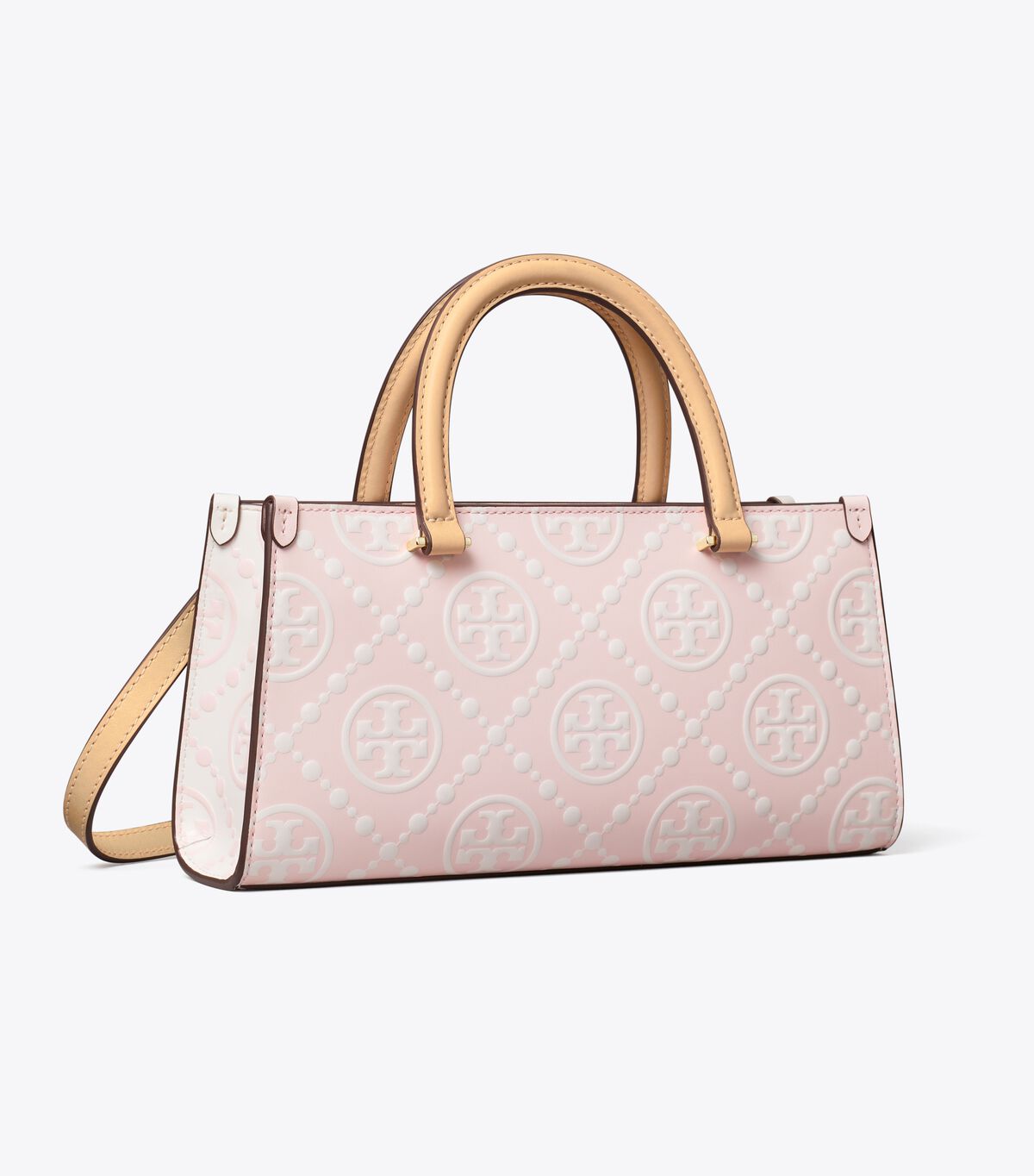 tory burch t monogram contrast embossed small east west tote