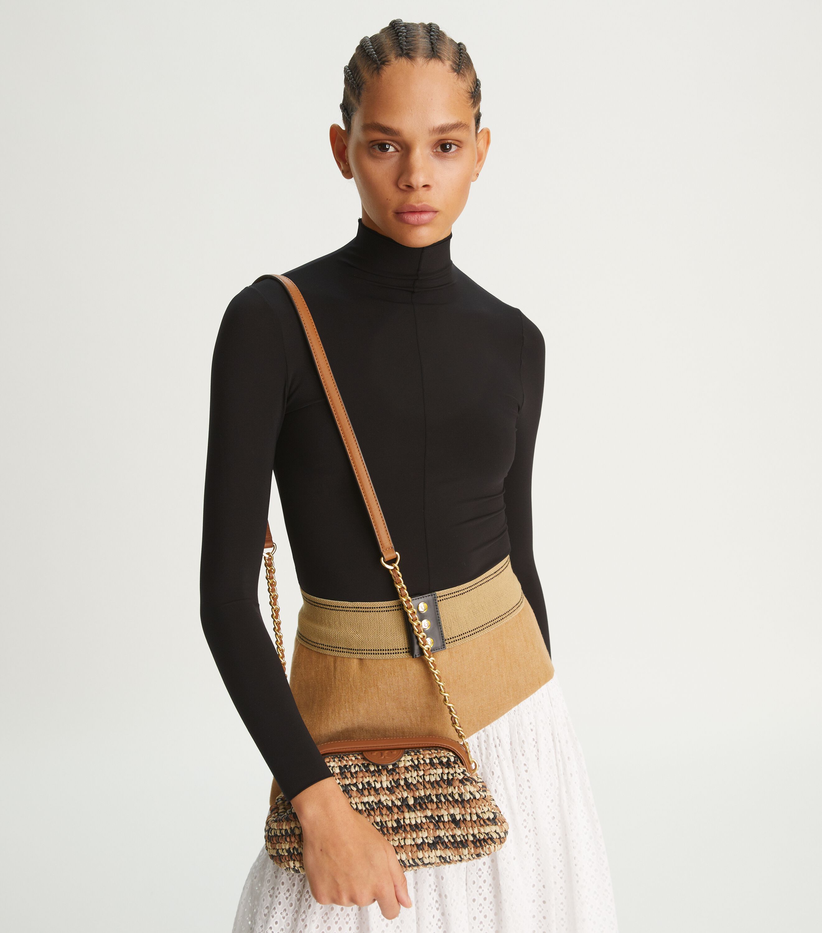 Fleming Soft Raffia Small Frame Crossbody, Multi | Tory Burch KSA