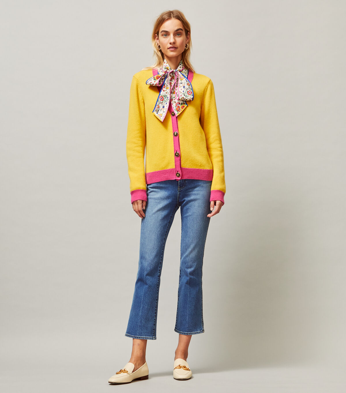tory burch color block cashmere cardigan