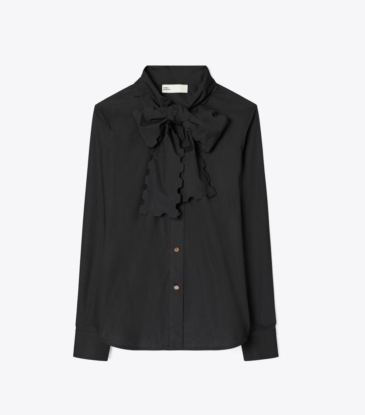 tory burch scalloped poplin bow blouse