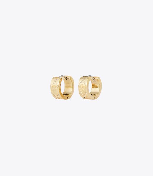 tory burch small t monogram pave hoop earring
