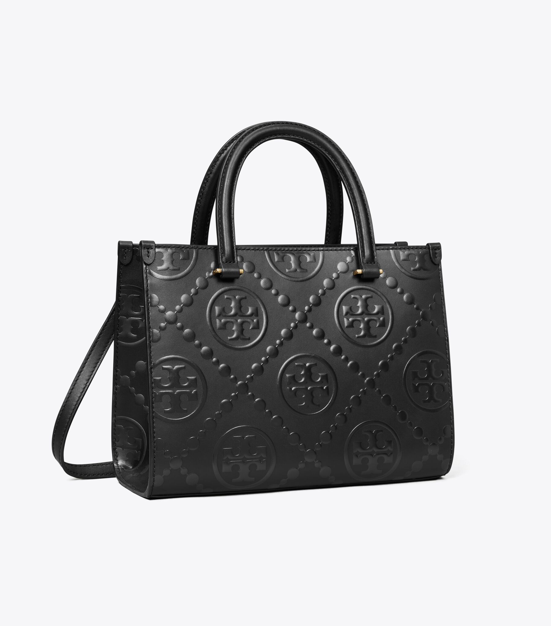 T Monogram Top-Handle Embossed Tote, Black Tory Burch KSA