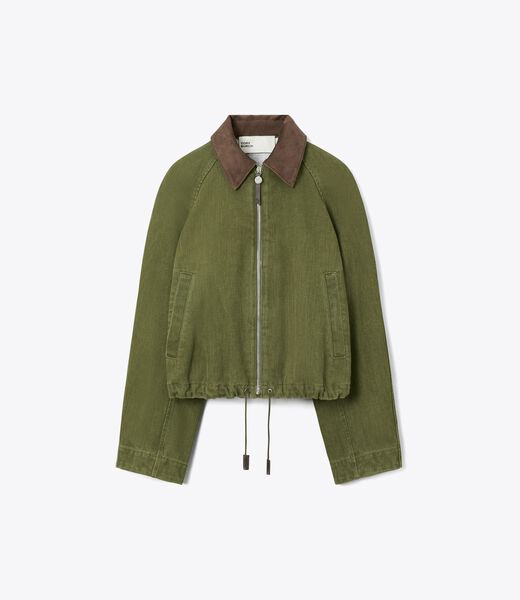 tory burch denim bomber jacket