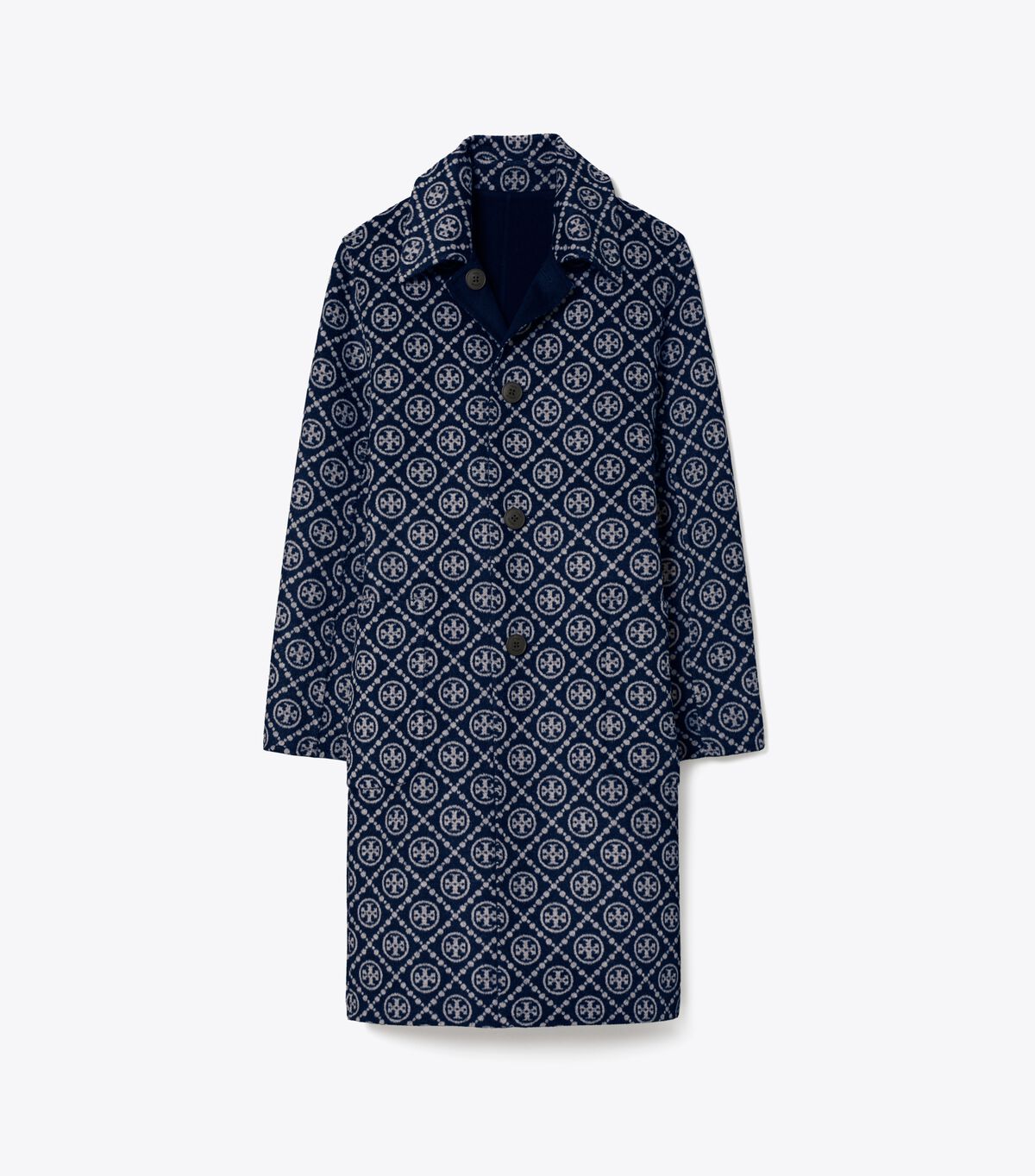 tory burch معطف صوف جاكار بنقشة حرف t