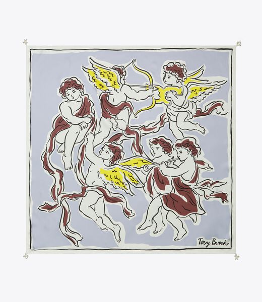 tory burch cherubs silk square scarf