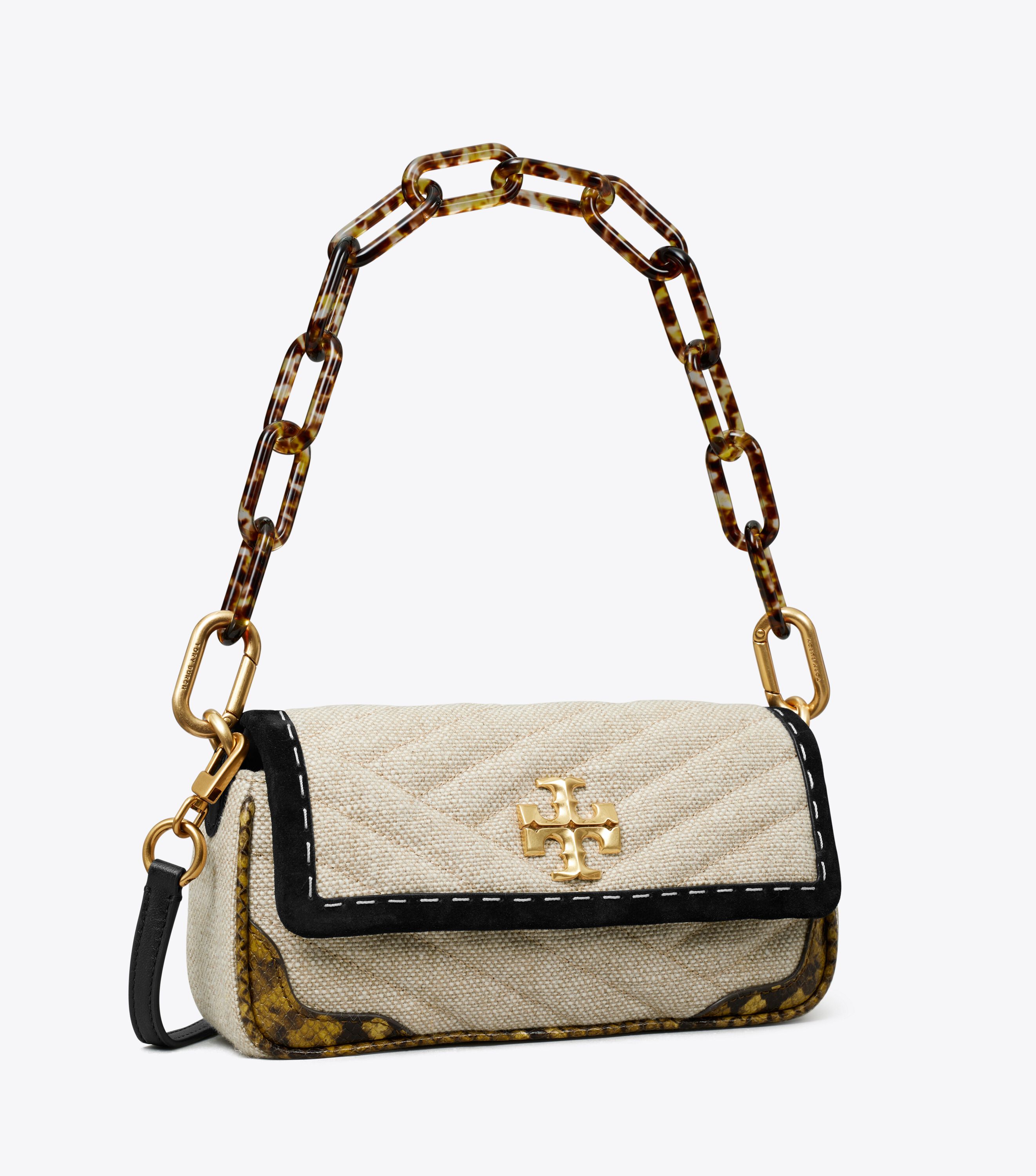 Small Kira Mixed Materials Flap Shoulder Bag