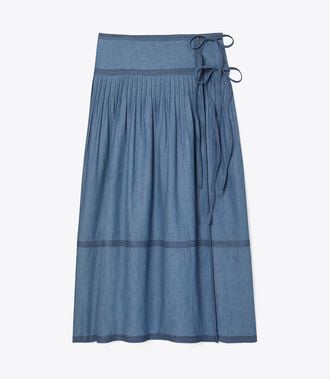 Chambray Tiered Skirt