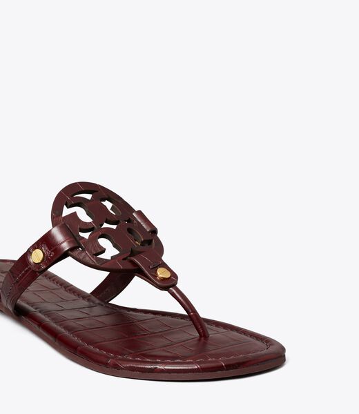 tory burch miller croc embossed leather sandal