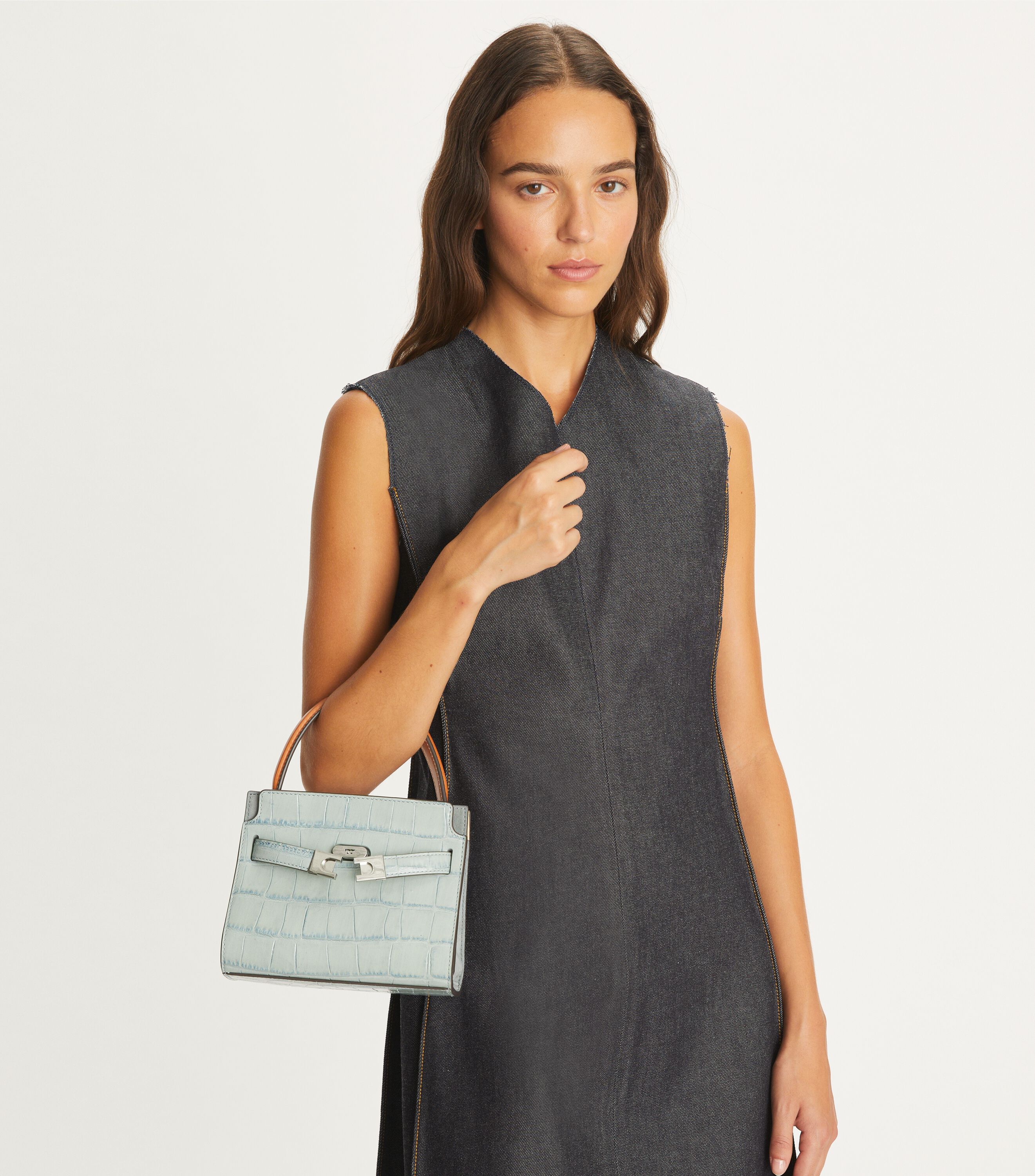 いいスタイル Petite Lee Celadon Blue Bag, Double Croc-Embossed Radziwill バッグ