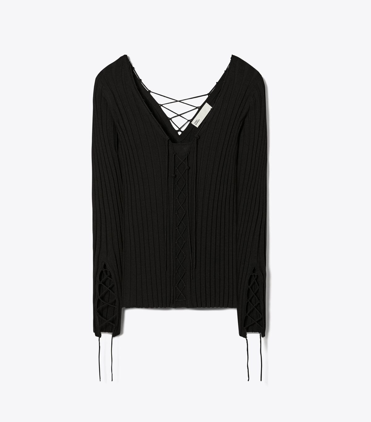 tory burch lace up wool sweater