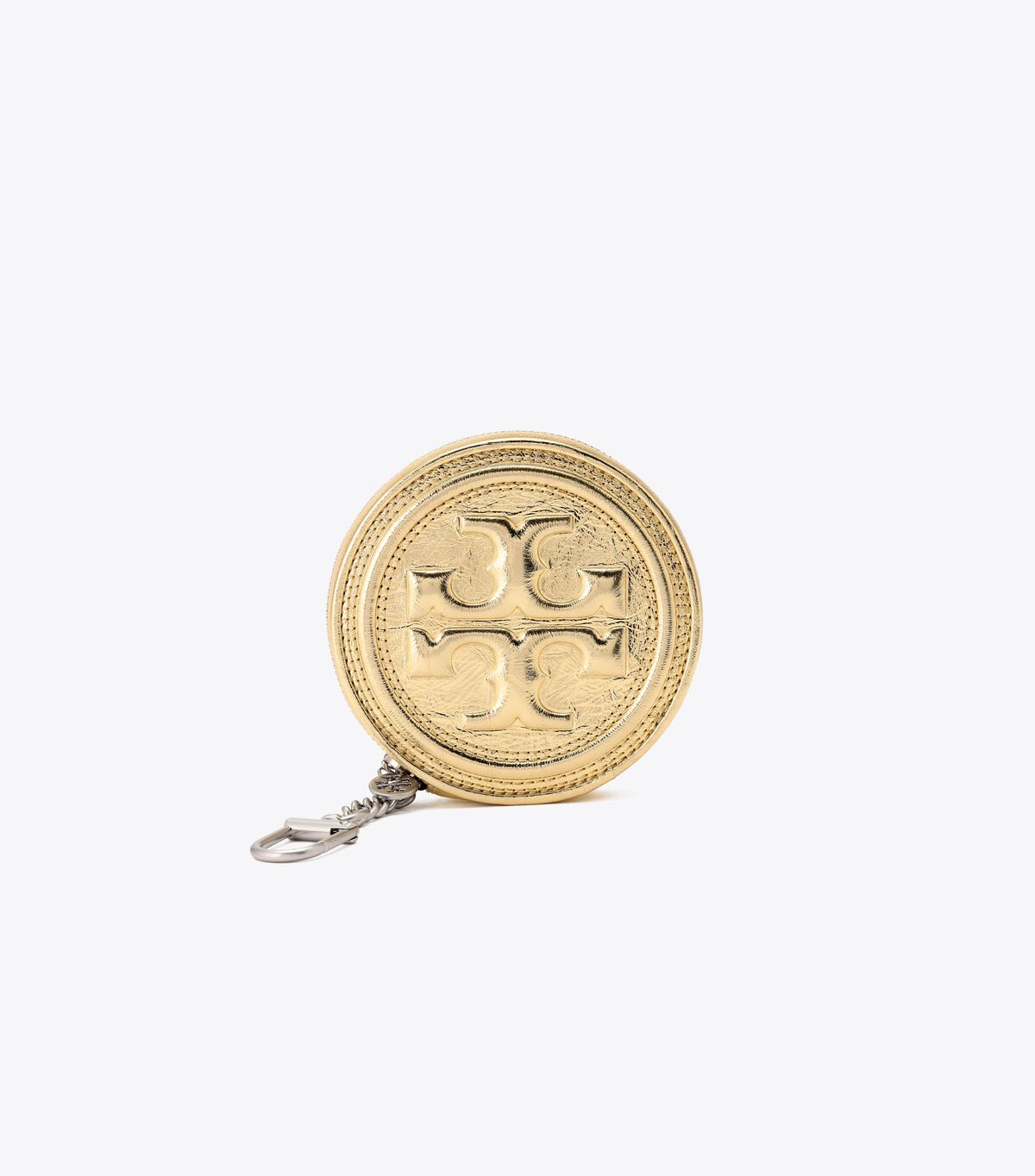 tory burch fleming soft metallic coin pouch key fob
