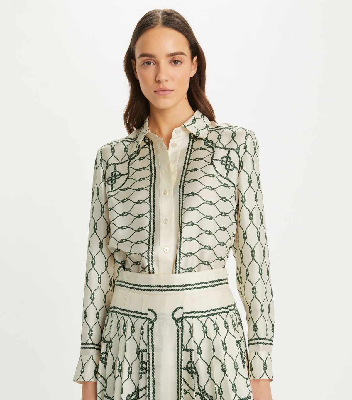 tory burch printed silk twill shirt