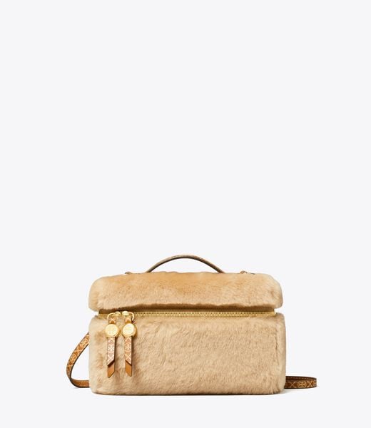 tory burch romy shearling slim top handle bag