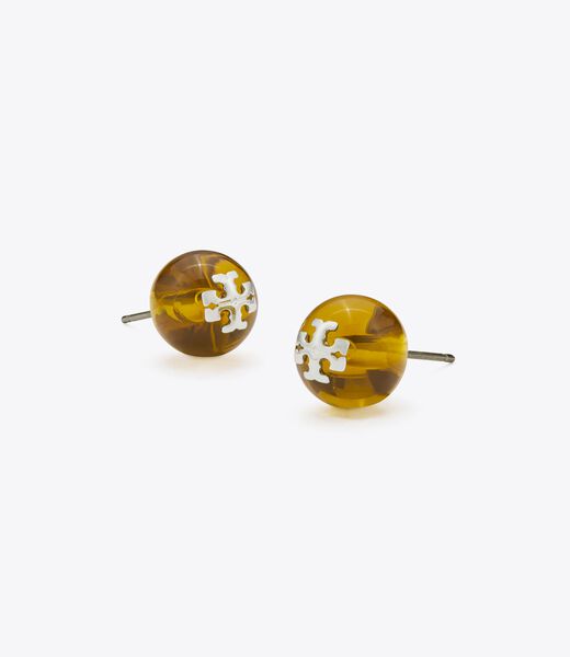 tory burch resin logo stud earring