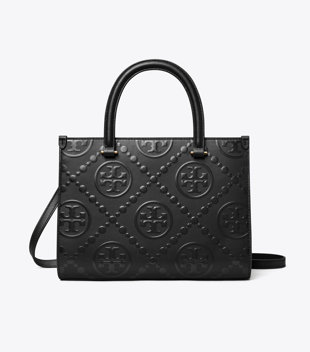 tory burch t monogram top handle embossed tote