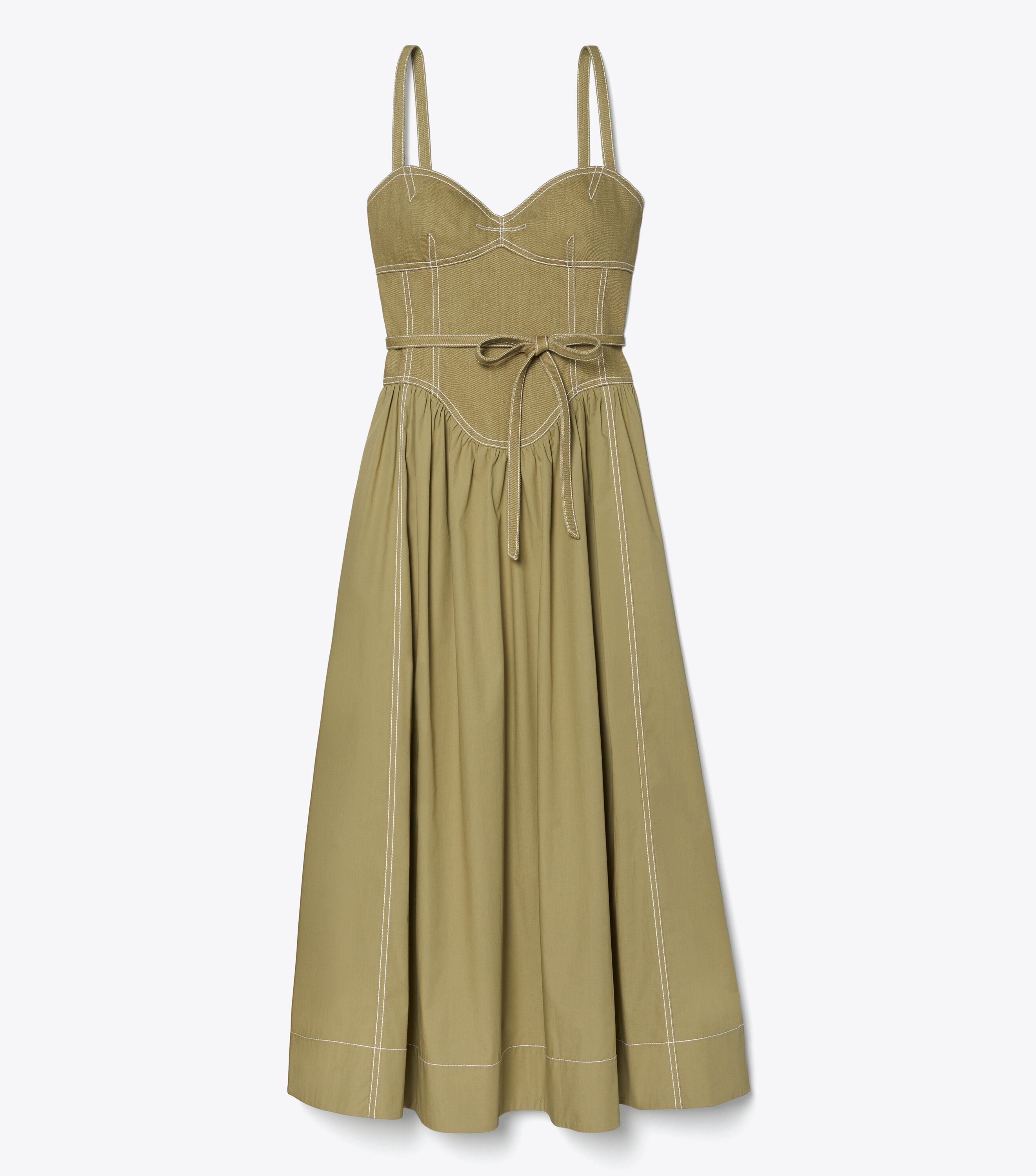 Cotton Twill Dress, Stone Moss | Tory Burch KSA