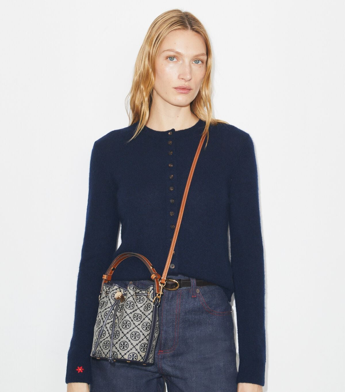 tory burch t monogram mini bucket bag