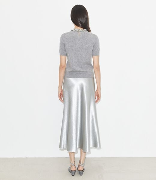 tory burch سترة صوفية بأكمام قصيرة ومزينة بالترتر