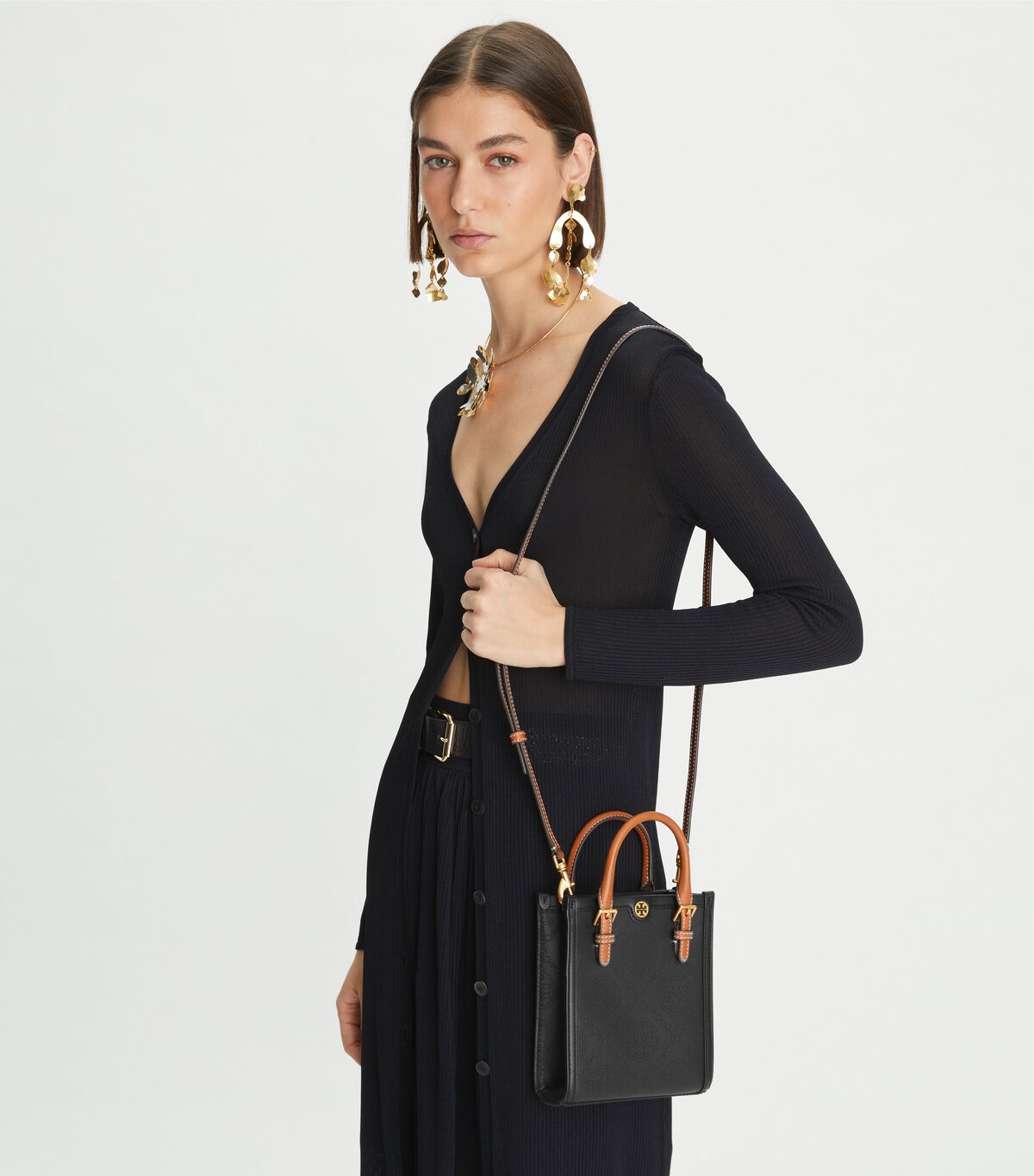 tory burch mini t monogram perforated tote