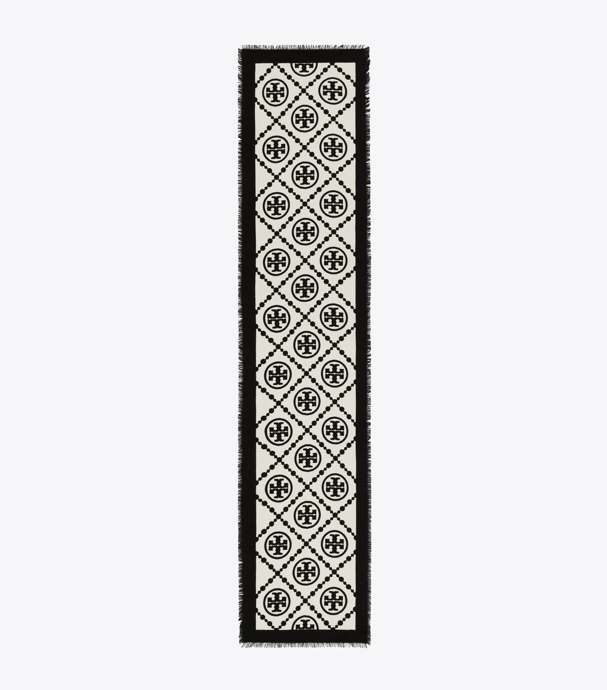 tory burch t monogram bordered oblong scarf