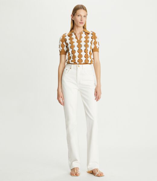 tory burch mid rise slim straight jean