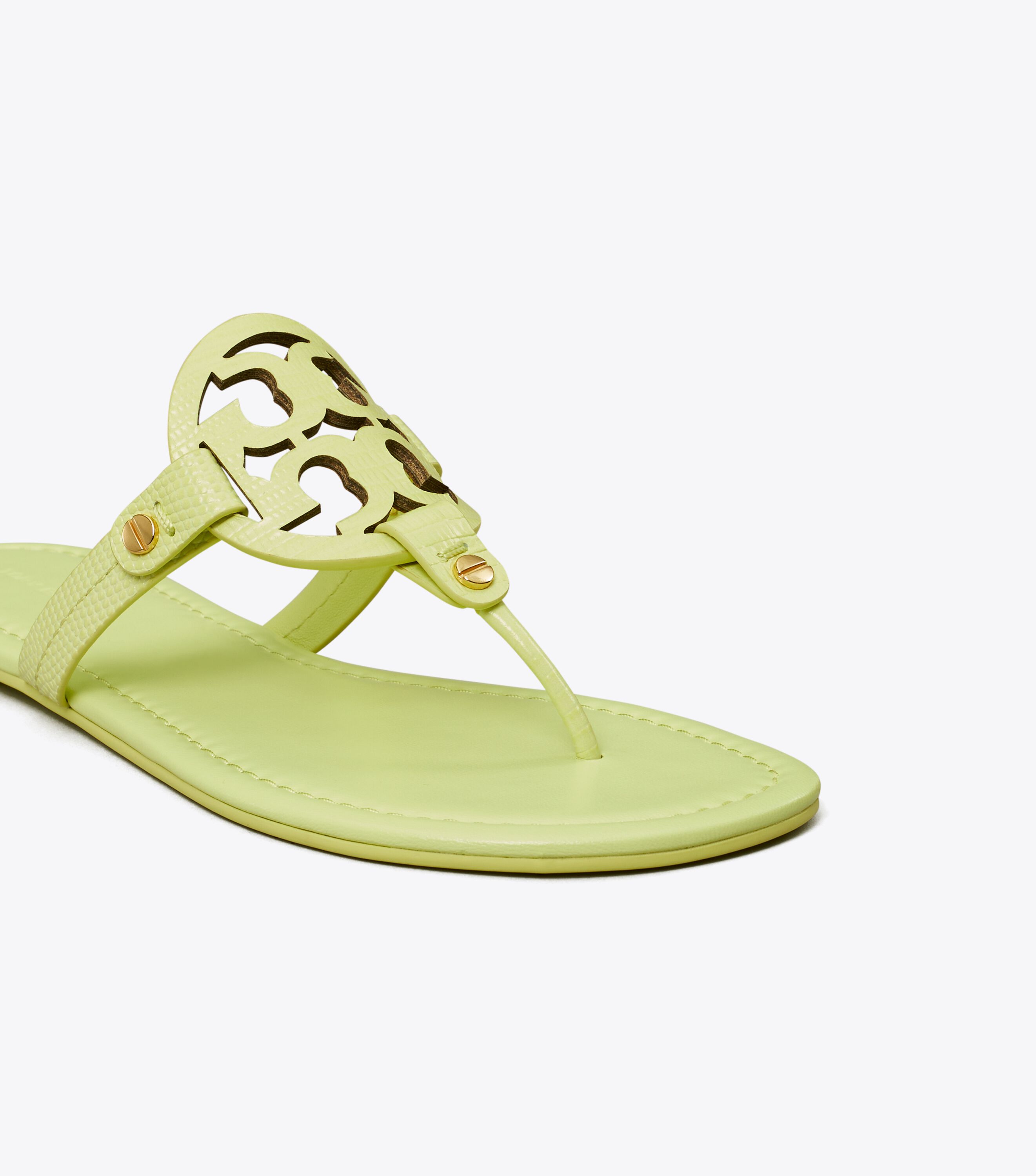 Miller Lizard-Embossed Leather Sandal, Lime Leaf | Tory Burch KSA