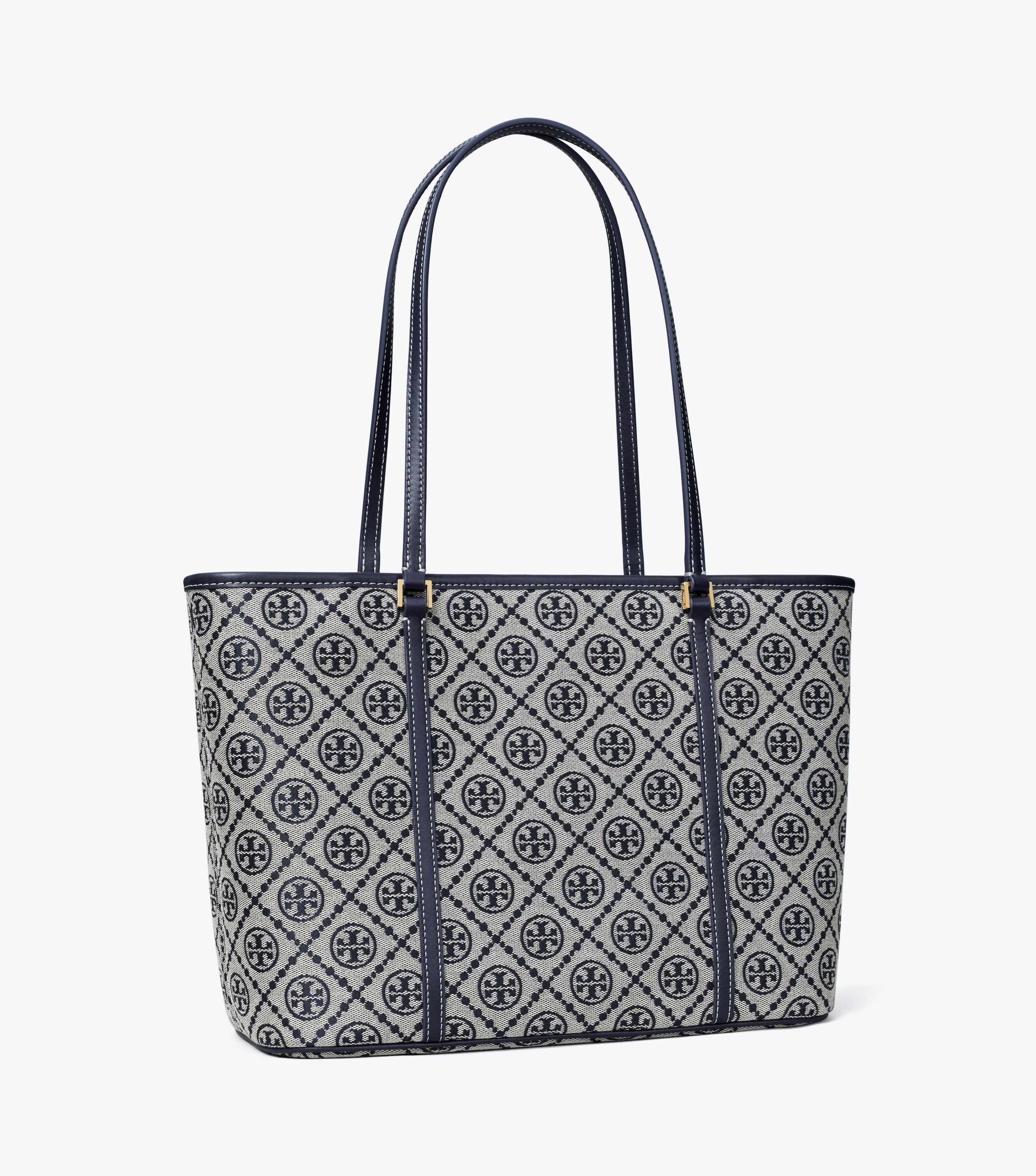 T Monogram Small Zip Tote, Tory Navy | Tory Burch KSA