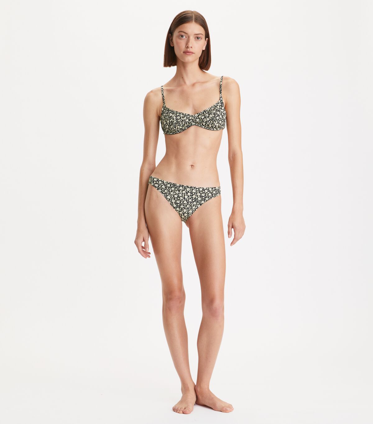 tory burch printed shirred underwire bikini top