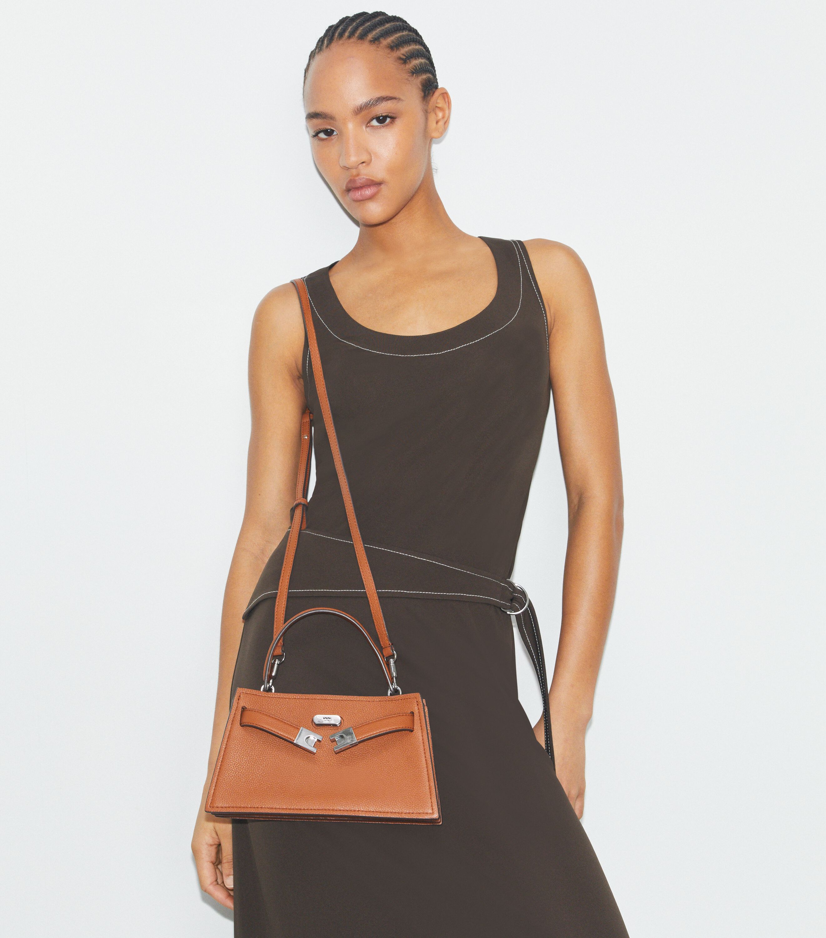 Mini Lee Radziwill Top-Handle Bag, Bourbon | Tory Burch KSA