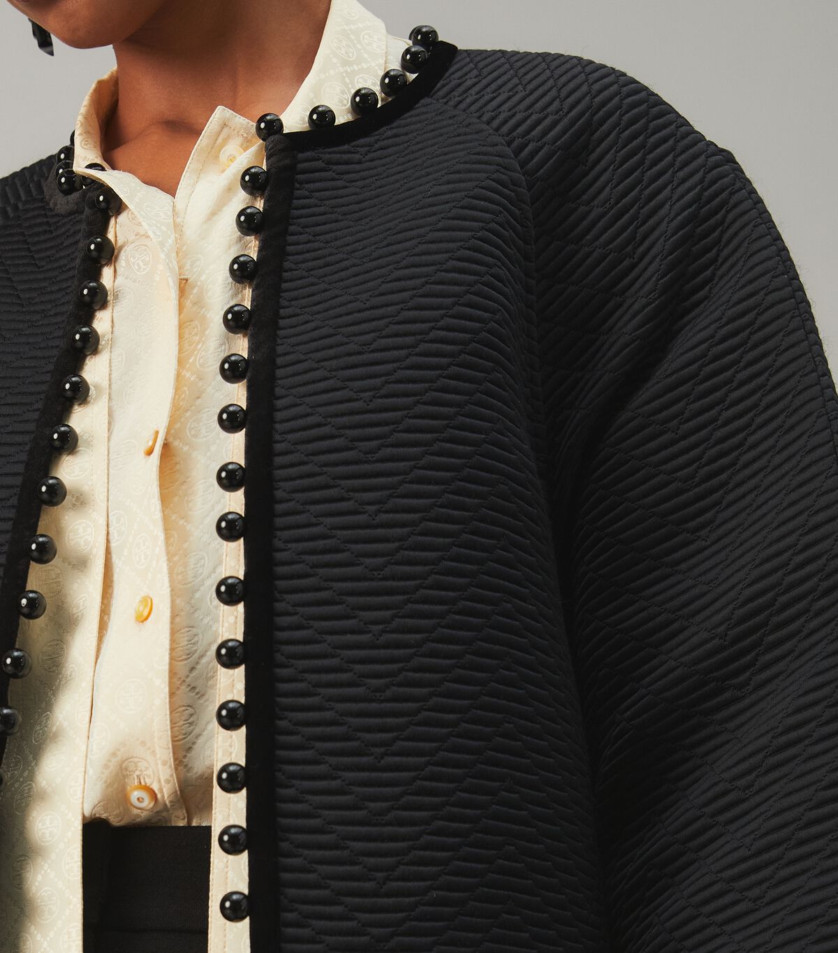 tory burch chevron jacquard coat