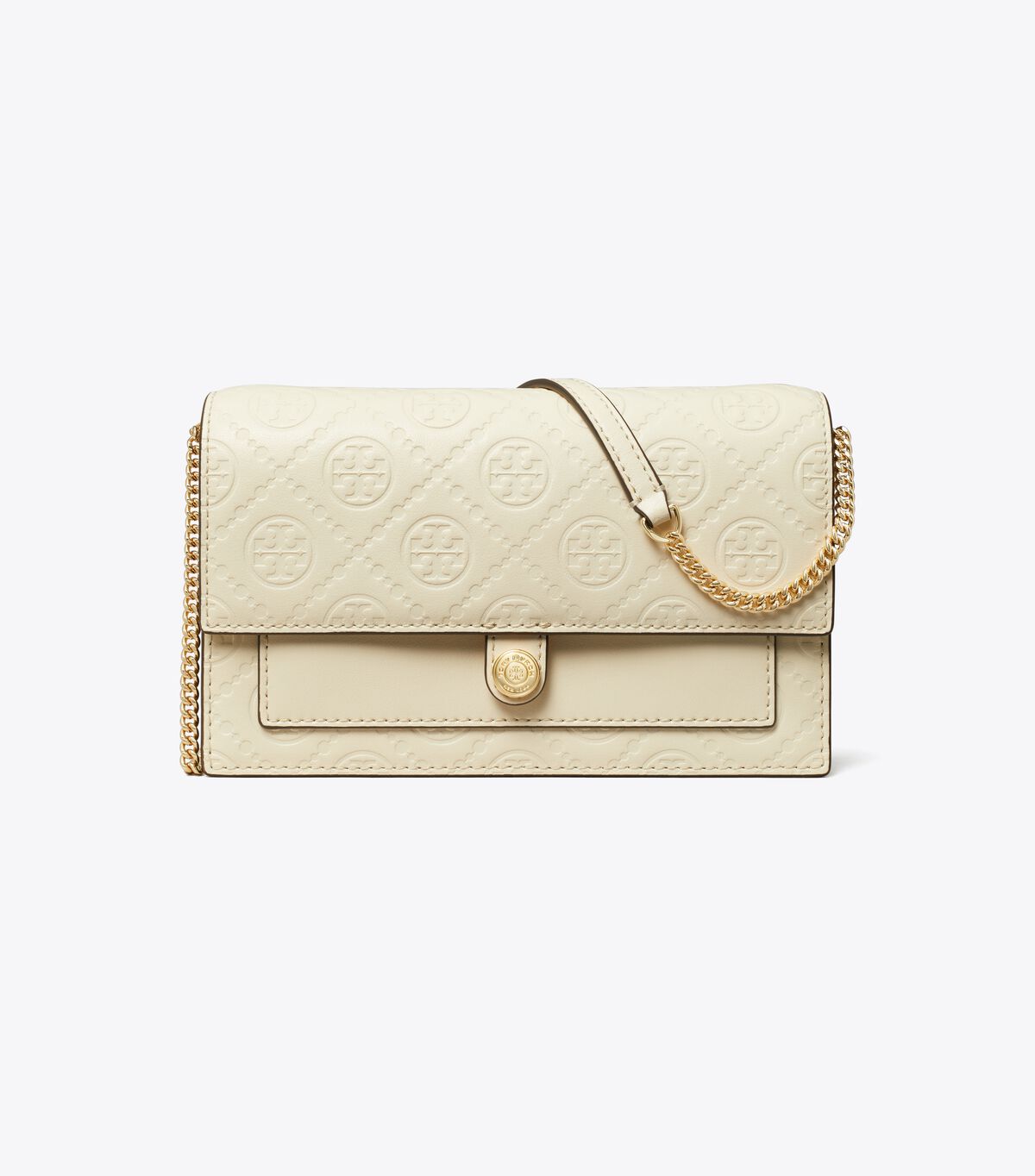tory burch t monogram leather chain wallet