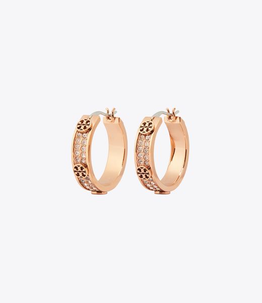 tory burch small icon pave hoop earrings