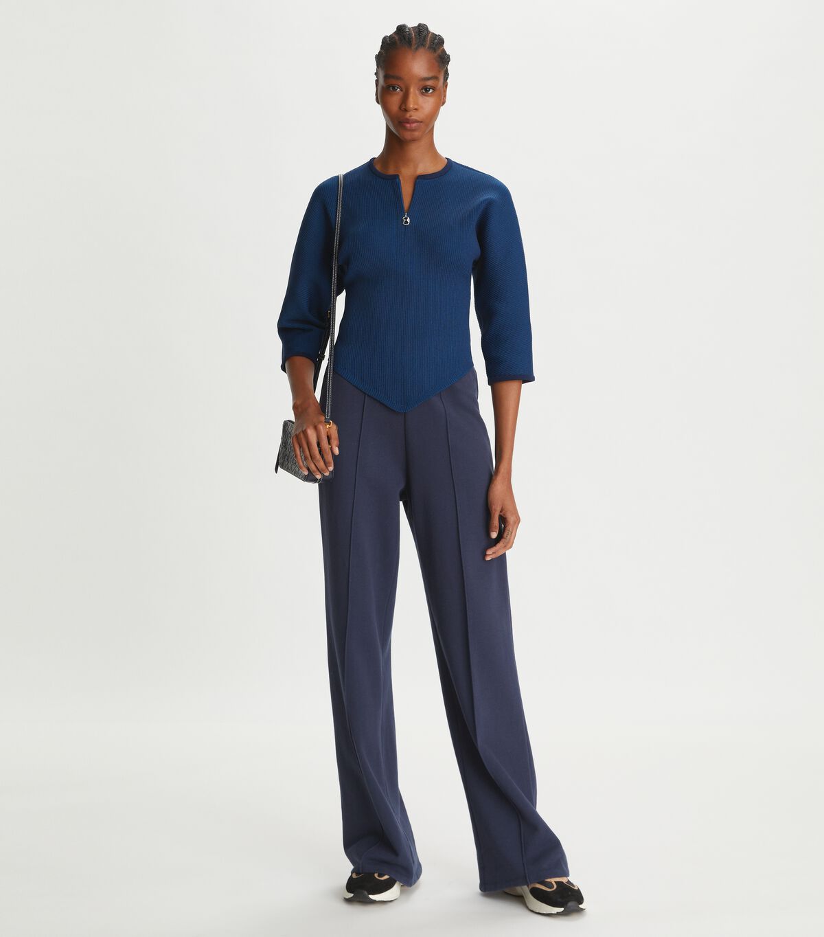 tory burch كارديجان مضفر مضلع بسحاب