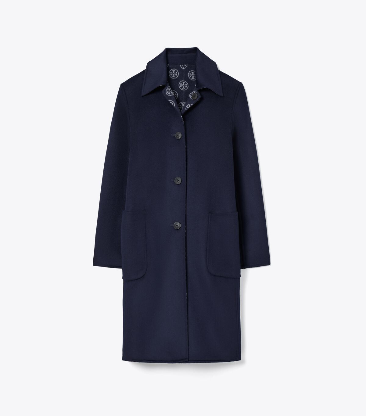 tory burch معطف صوف جاكار بنقشة حرف t