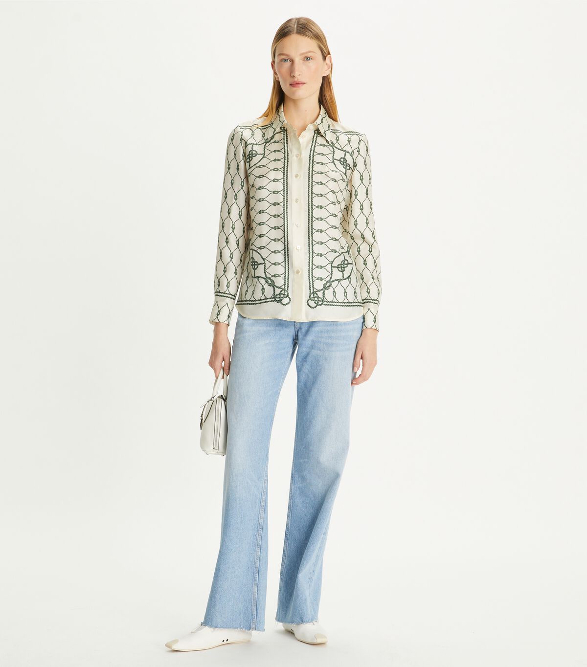 tory burch printed silk twill shirt