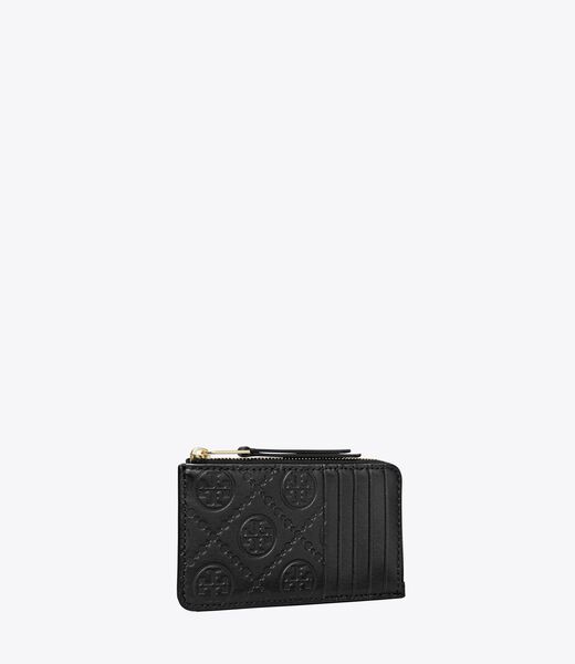 tory burch t monogram leather zip card case