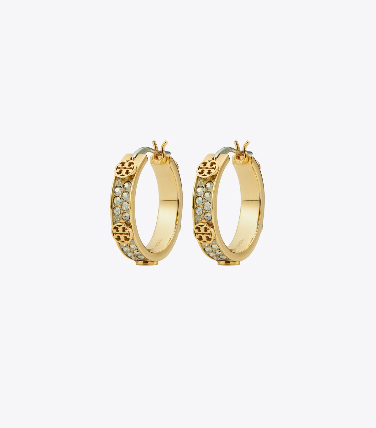 Small Icon Pave Hoop Earrings tory burch small icon pave hoop earrings