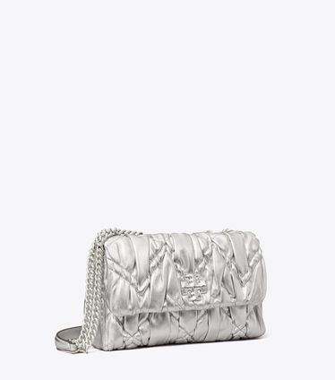 Small Kira Metallic Diamond Ruched Convertible Shoulder Bag