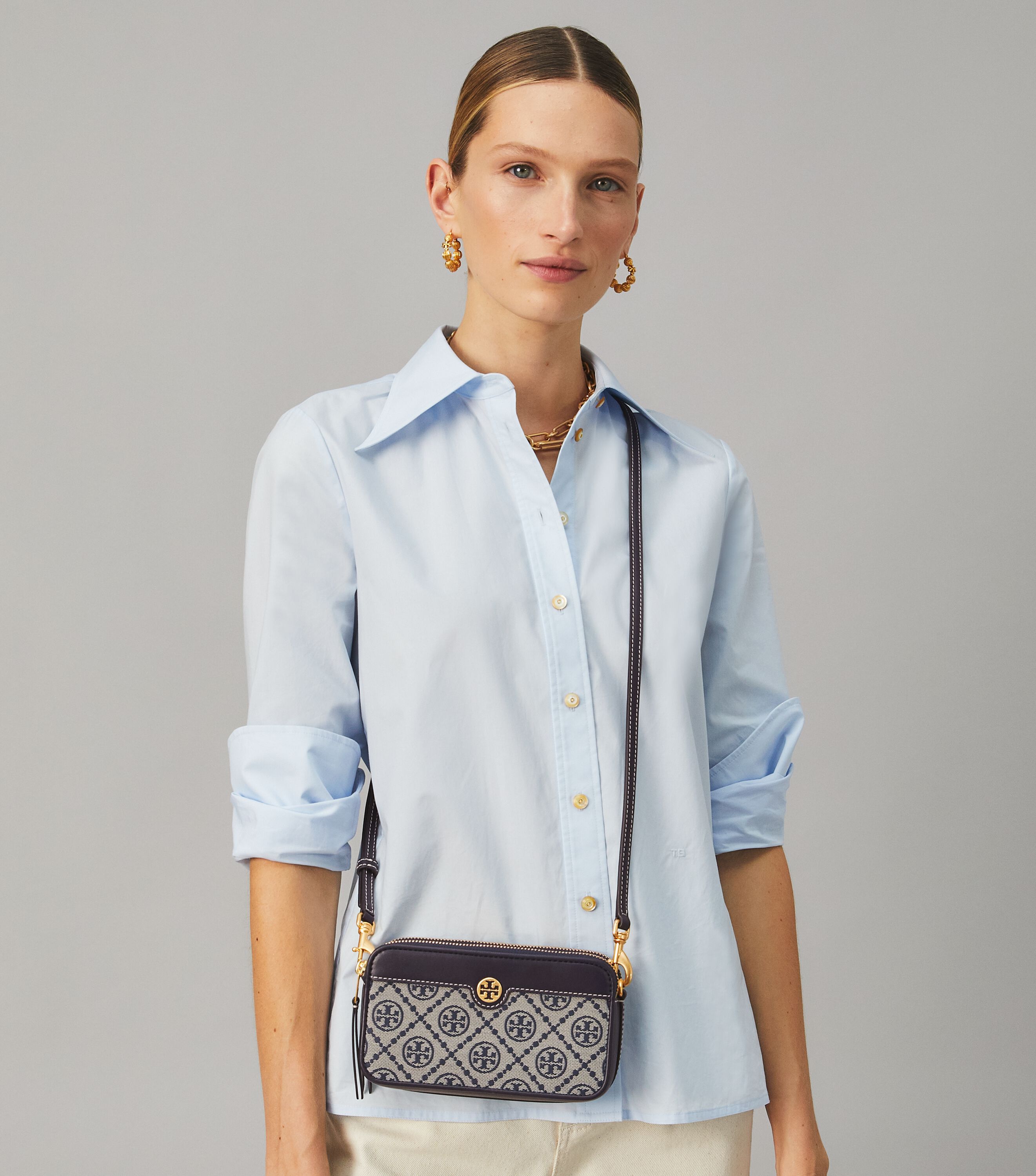 T Monogram Jacquard Double zip Mini Bag
