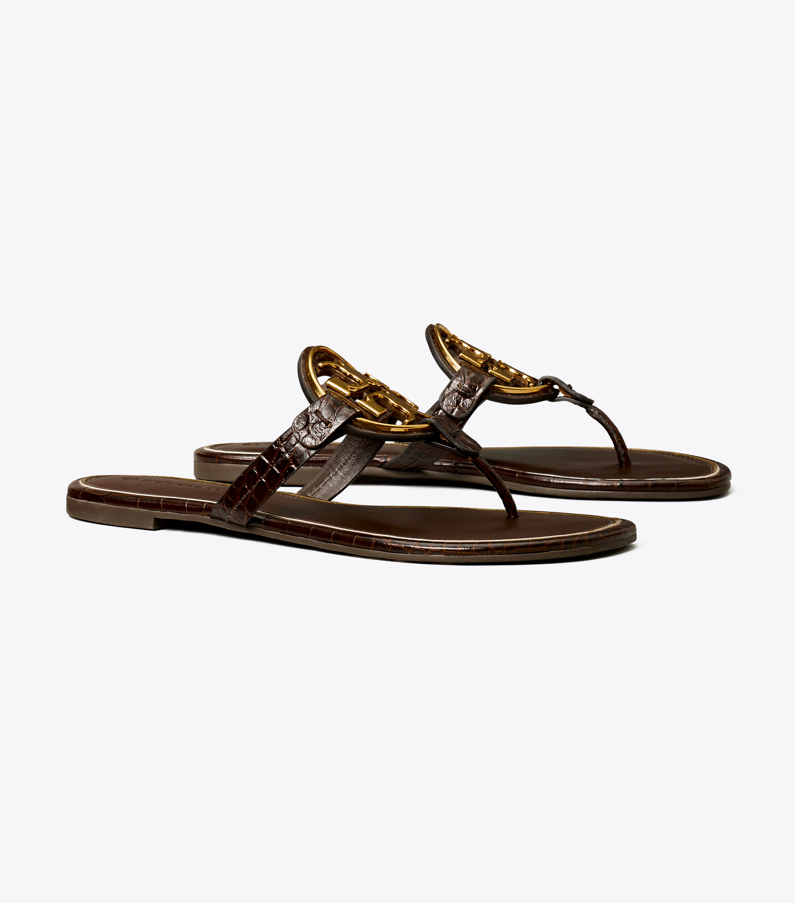 Miller Metal logo Sandal Embossed Leather