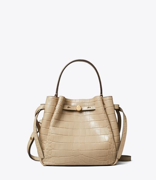 tory burch romy croc embossed bucket bag