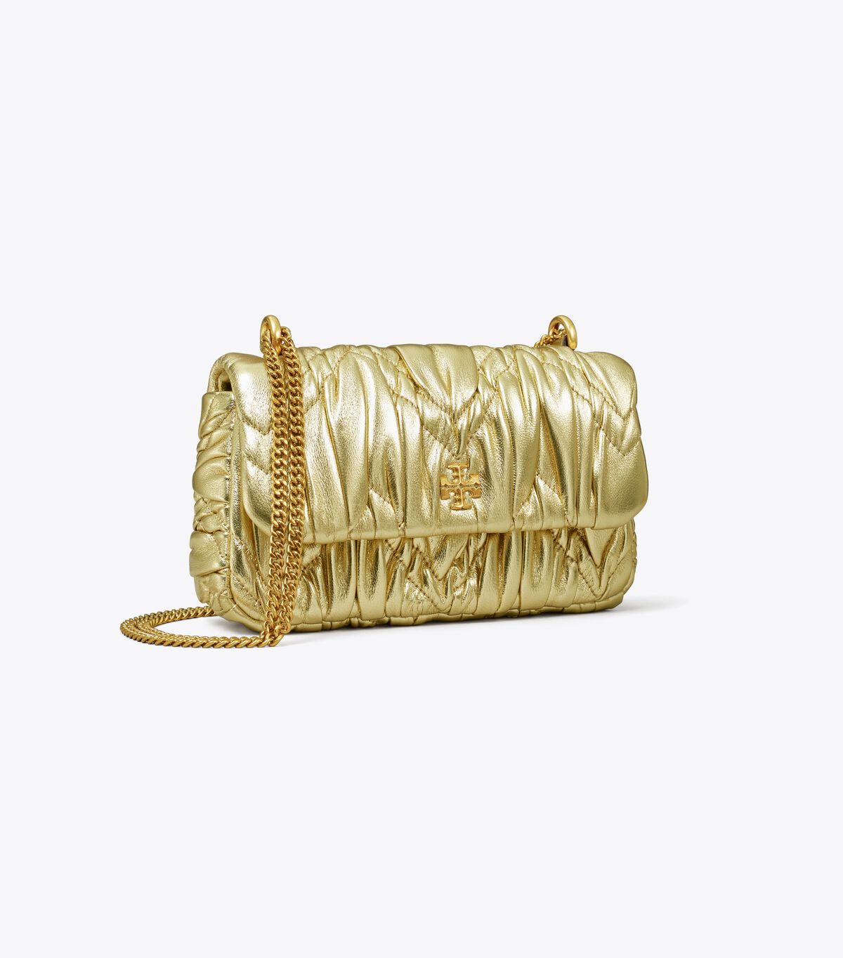 Mini Kira Metallic Diamond Ruched Flap Shoulder Bag