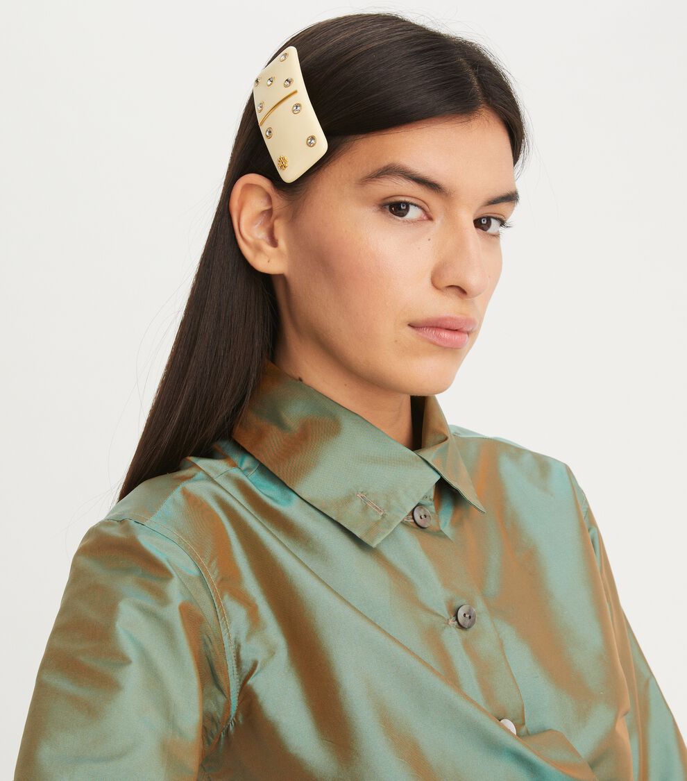 Tory Burch KIRA DOMINO BARRETTE Kira Domino Barrette, Rolled Brass / Ivory | Tory Burch KSA main image 4